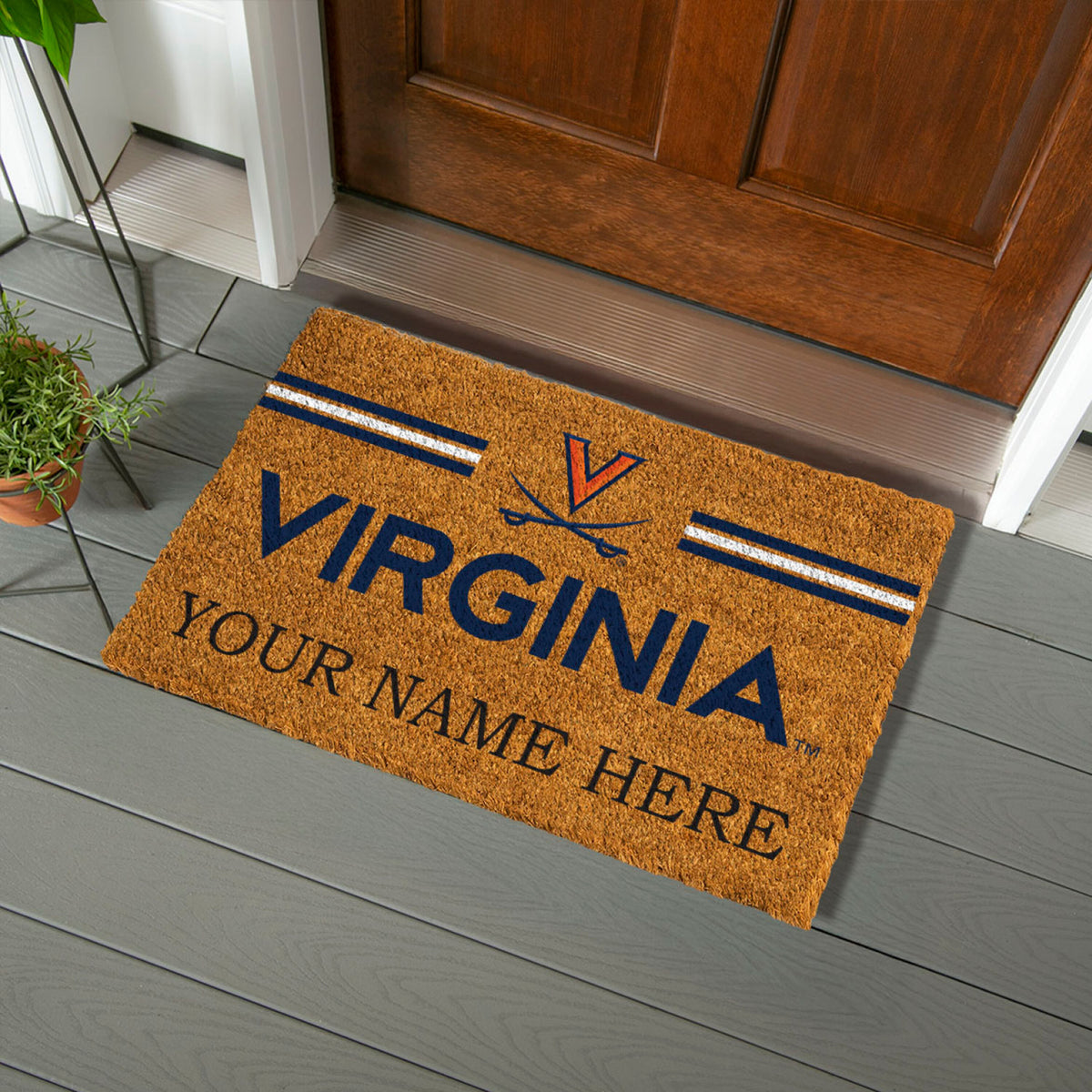 University of Virginia Personalized Mat, Natural Coir with Color Logo, 30" x 18", Slide 5 of 15