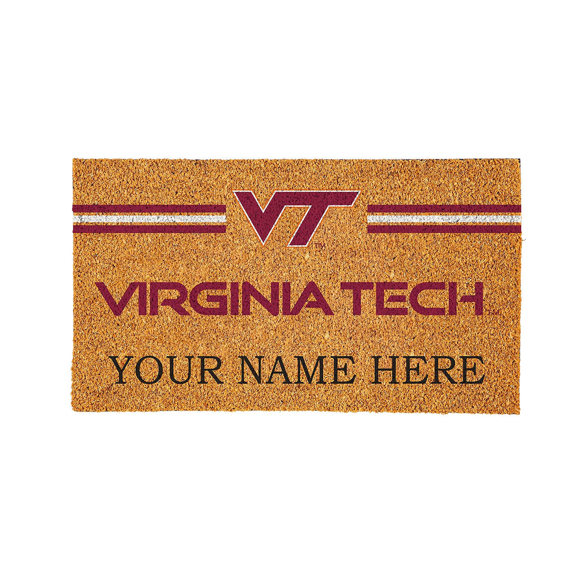 Virginia Tech Personalized Mat, Natural Coir with Color Logo, 30" x 18"