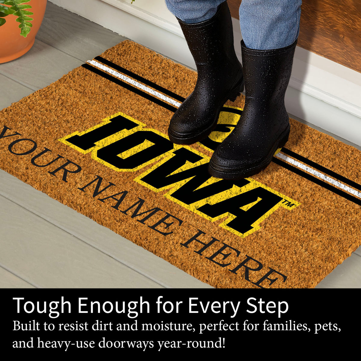 University of Iowa Personalized Mat, Natural Coir with Color Logo, 30" x 18", Slide 7 of 15