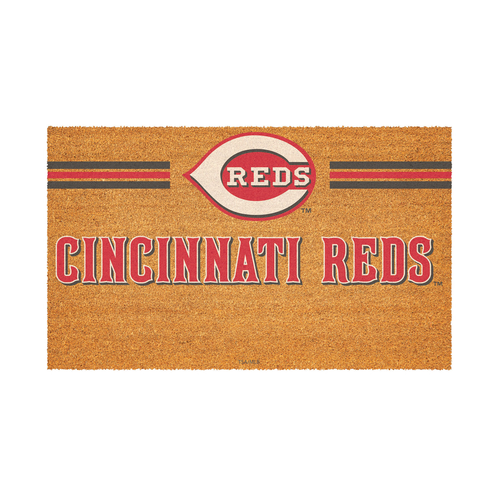 Cincinnati Reds Personalized Mat, Natural Coir with Color Logo, 30" x 18", Slide 2 of 4