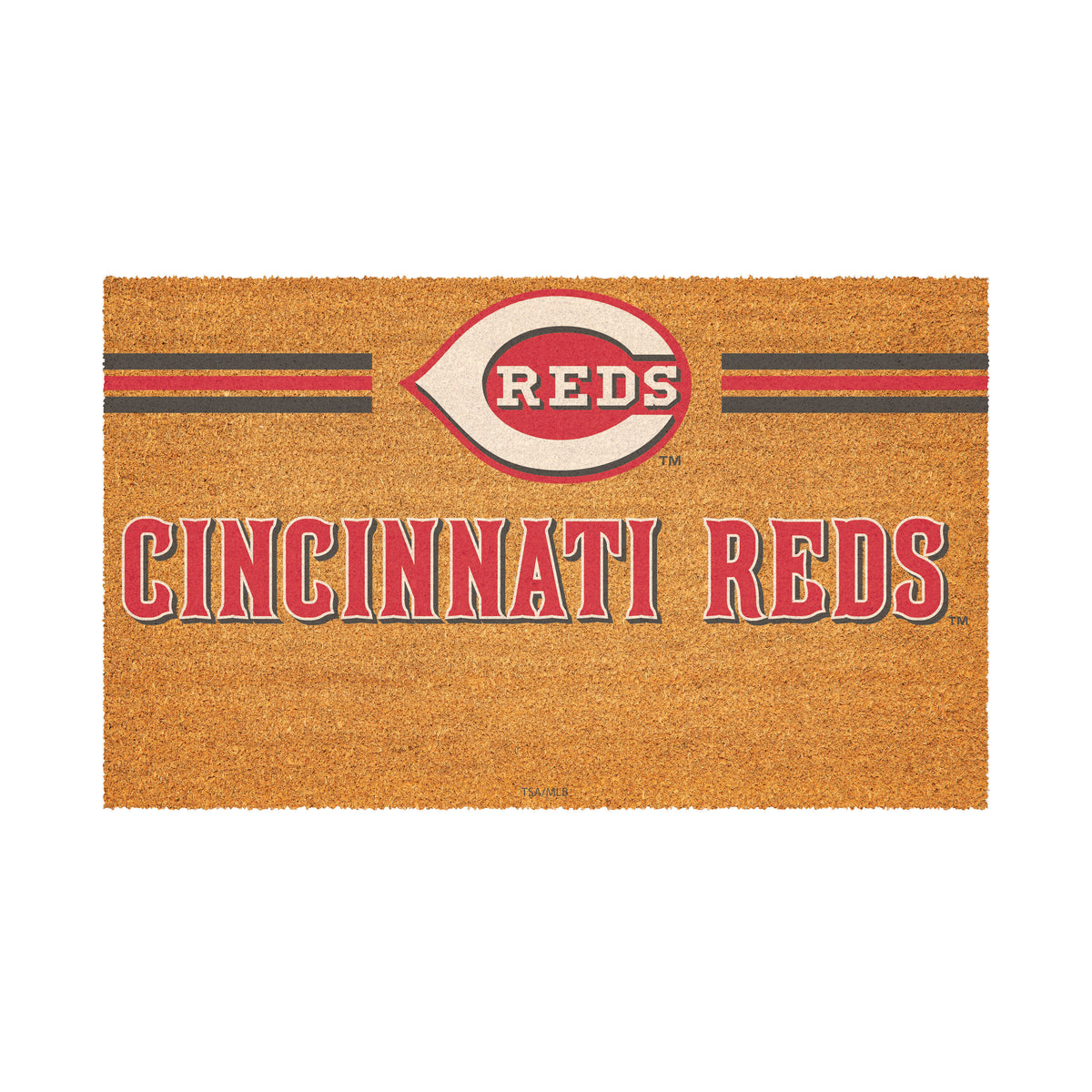 Cincinnati Reds Personalized Mat, Natural Coir with Color Logo, 30" x 18", Slide 2 of 4