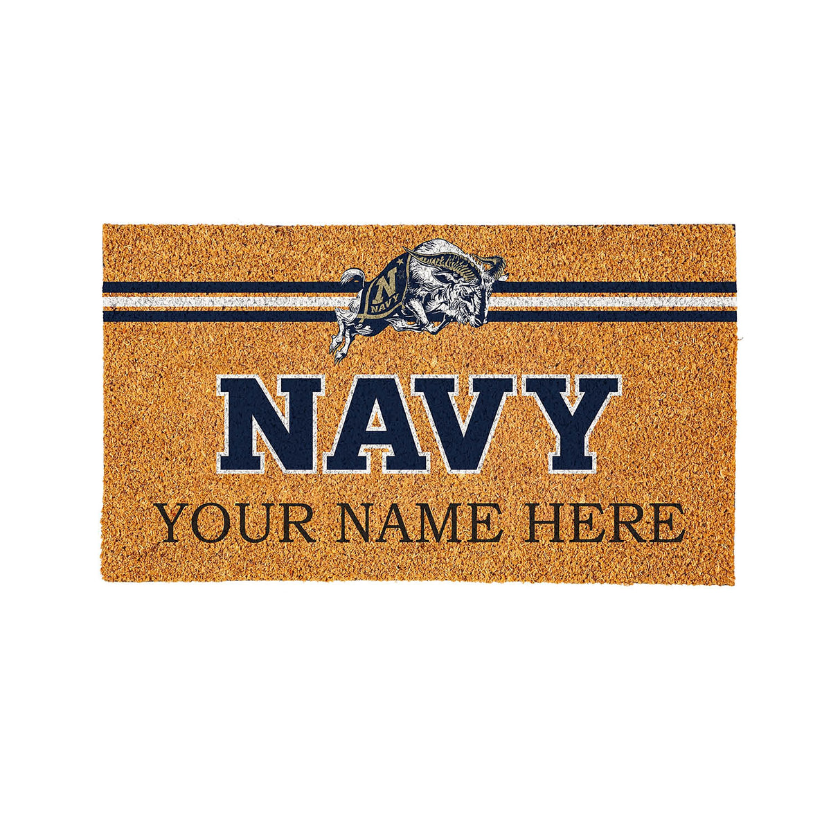 US Naval Academy Personalized Mat, Natural Coir with Color Logo, 30" x 18"
