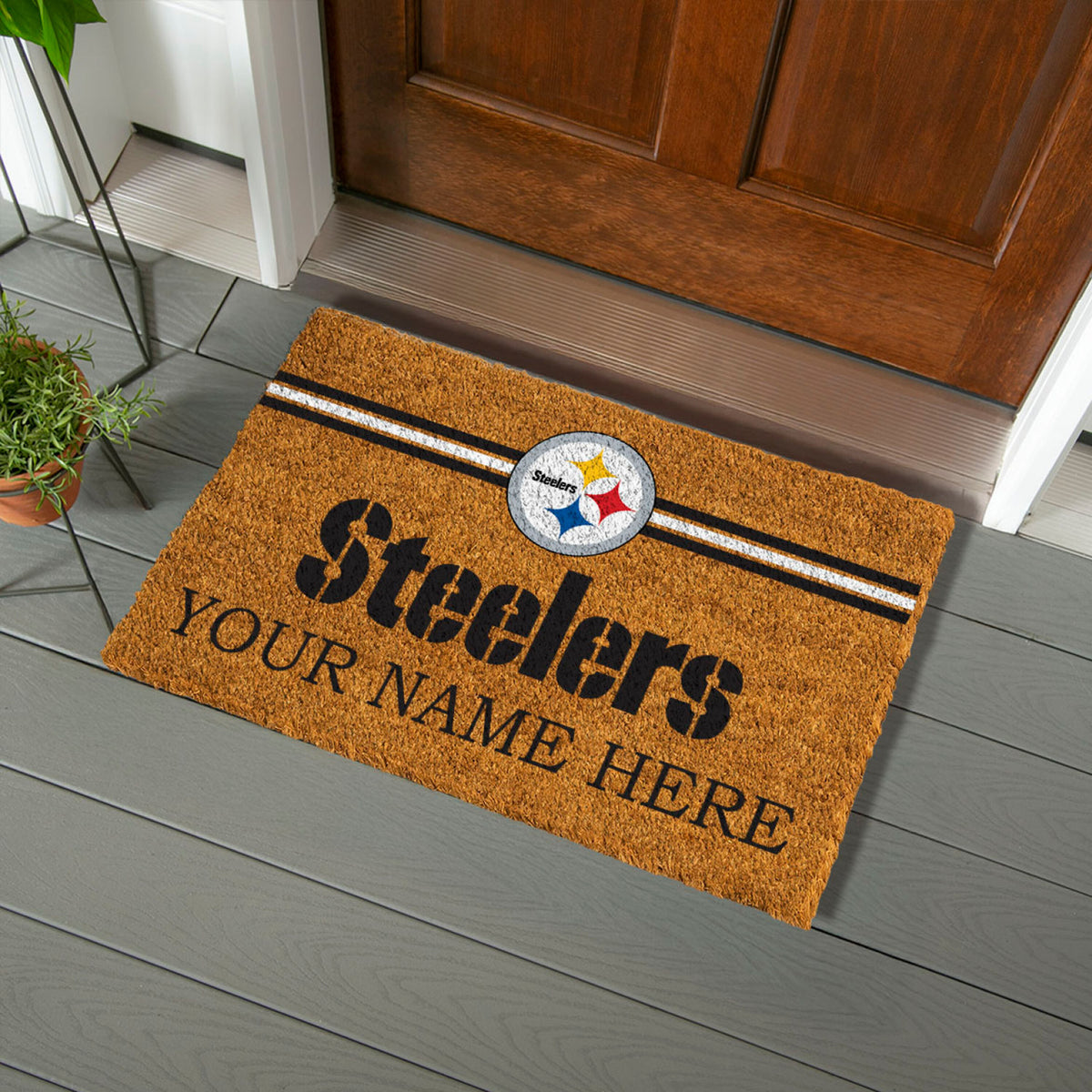 Pittsburgh Steelers Personalized Mat, Natural Coir with Color Logo, 30" x 18", Slide 6 of 15