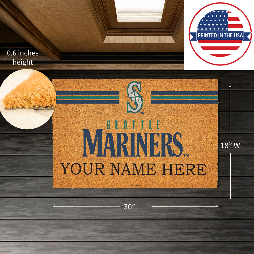 Seattle Mariners Personalized Mat, Natural Coir with Color Logo, 30" x 18", Slide 3 of 4