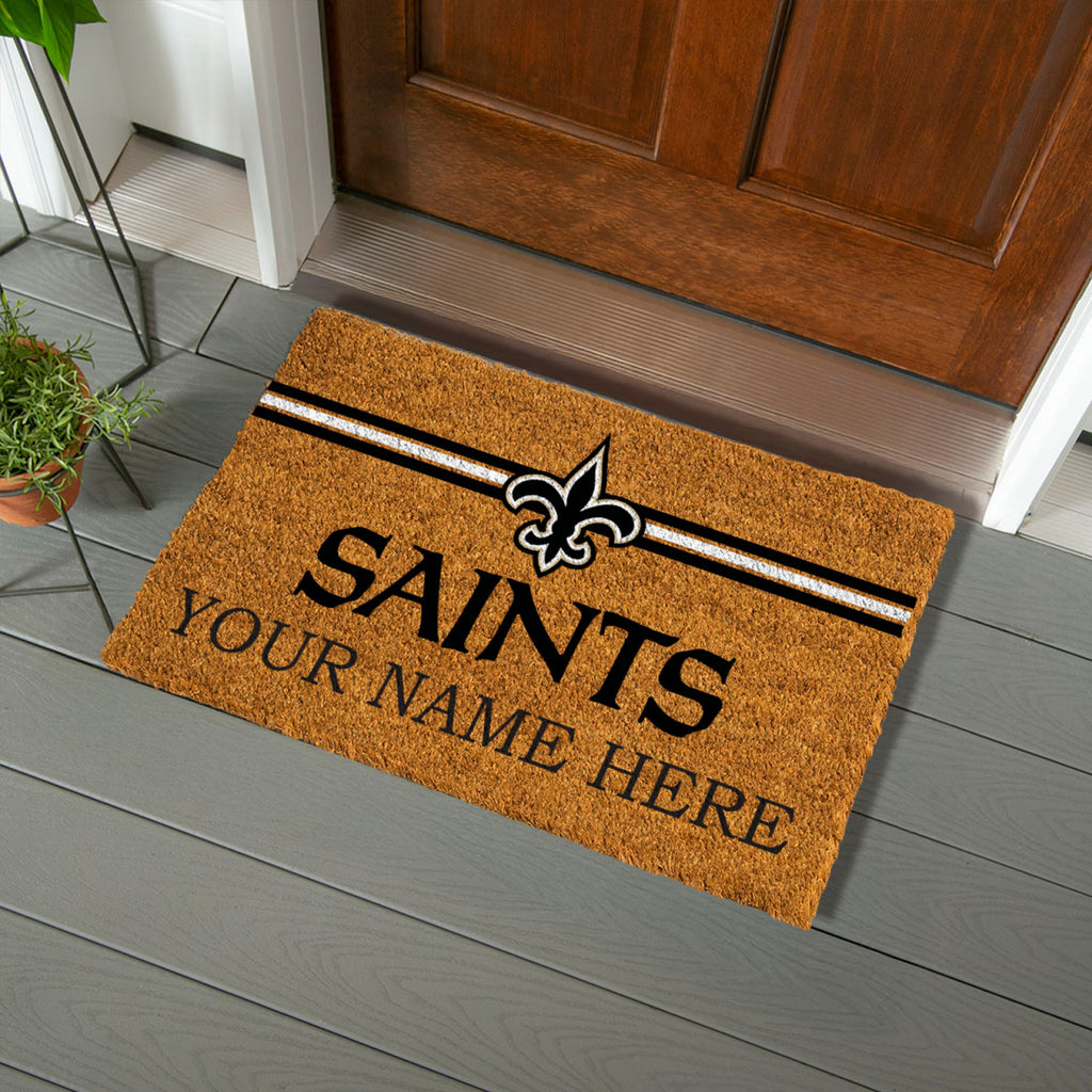 New Orleans Saints Personalized Mat, Natural Coir with Color Logo, 30" x 18", Slide 5 of 15
