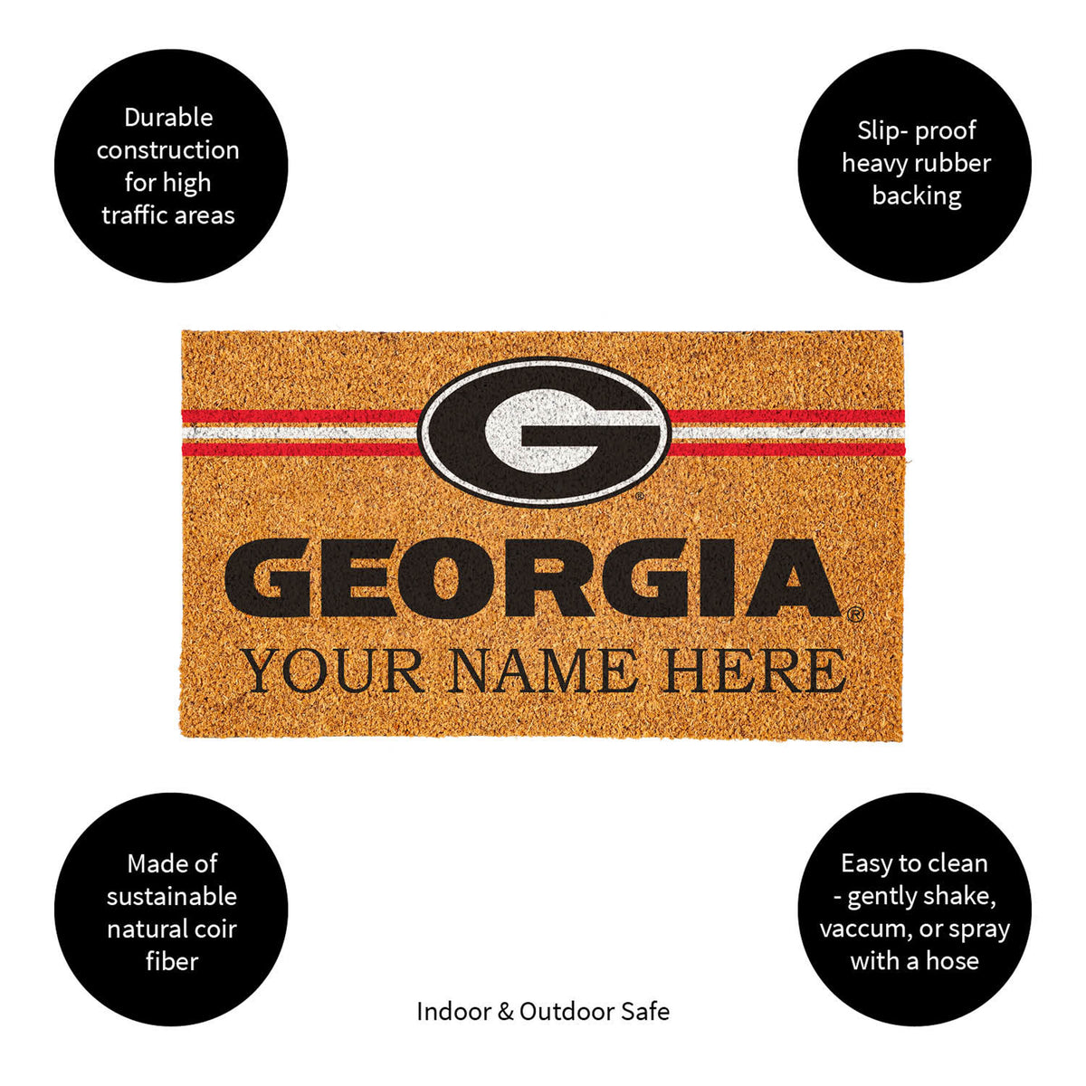 University of Georgia Personalized Mat, Natural Coir with Color Logo, 30" x 18", Slide 9 of 15