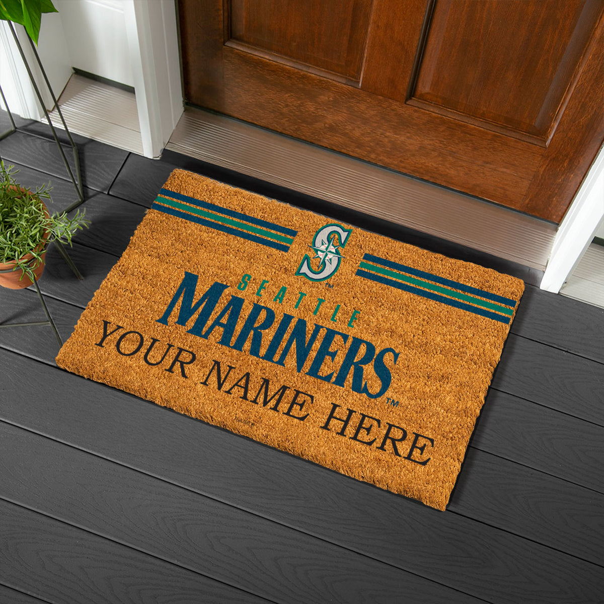 Seattle Mariners Personalized Mat, Natural Coir with Color Logo, 30" x 18", Slide 2 of 4