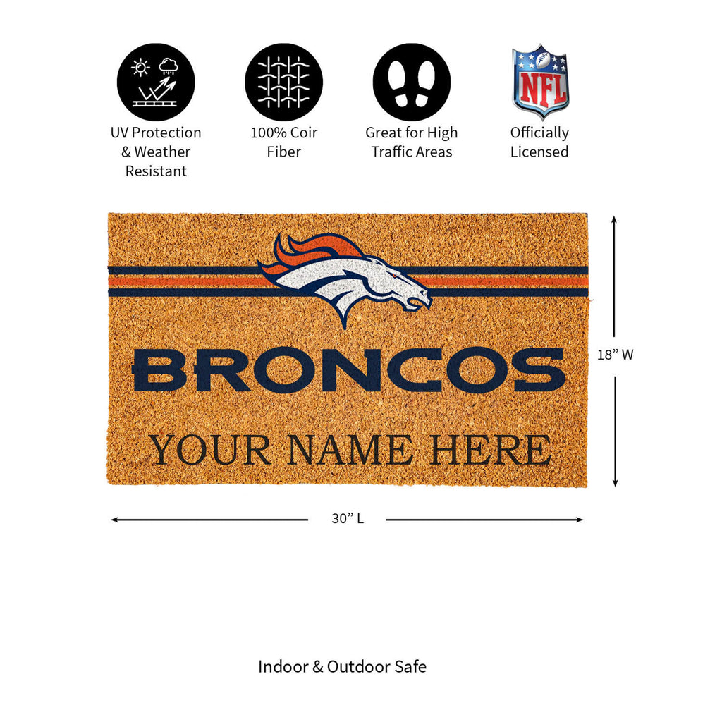 Denver Broncos Personalized Mat, Natural Coir with Color Logo, 30" x 18", Slide 12 of 15