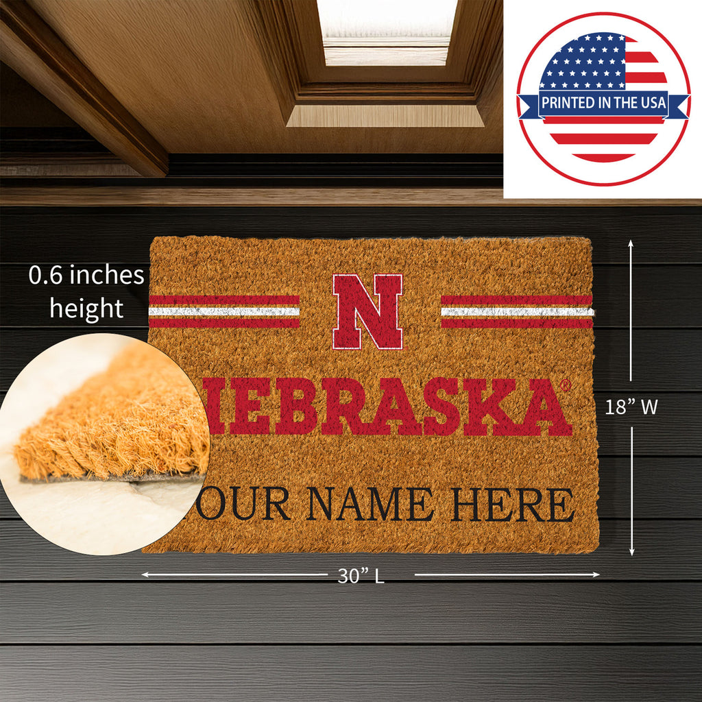 University of Nebraska Personalized Mat, Natural Coir with Color Logo, 30" x 18", Slide 7 of 15
