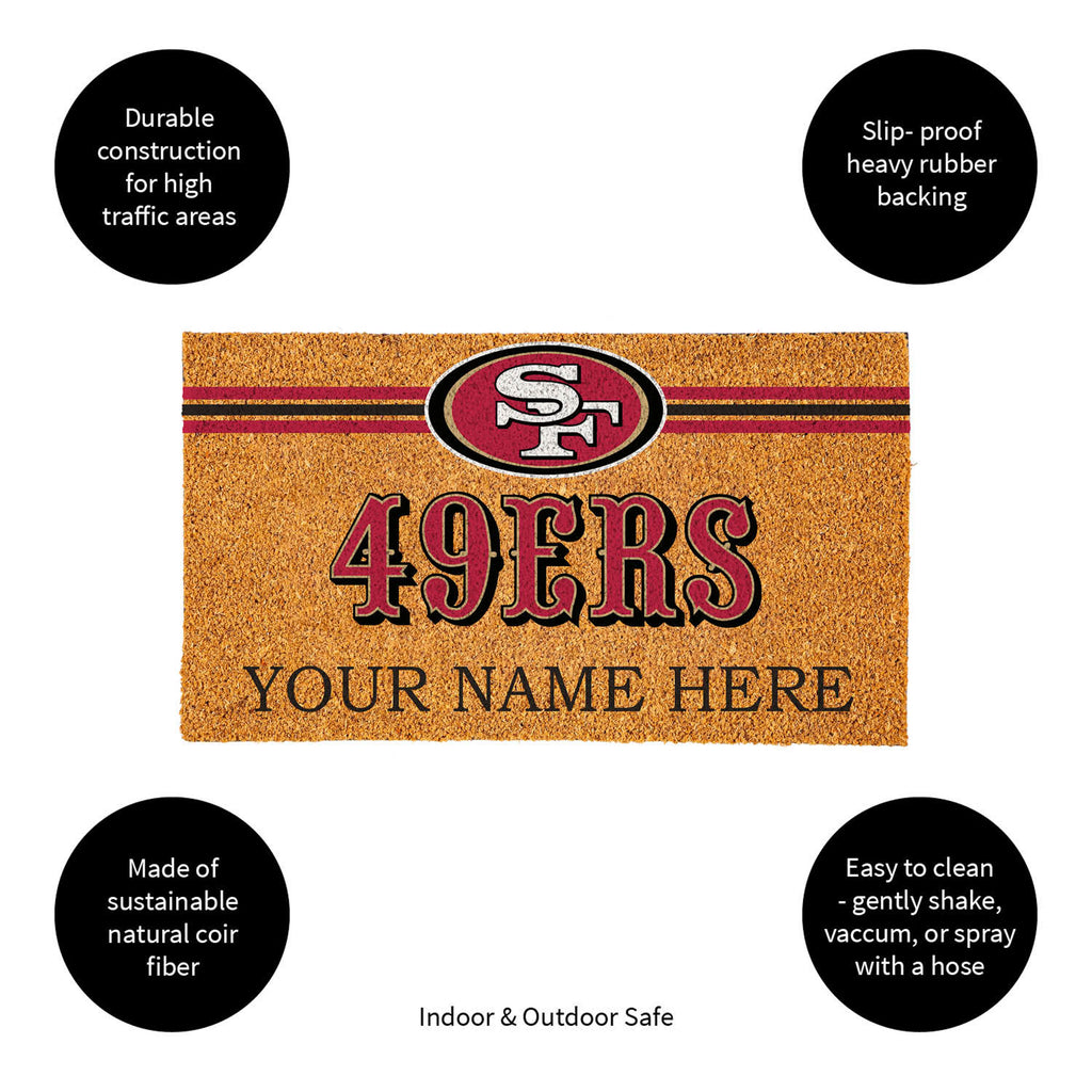 San Francisco 49ers Personalized Mat, Natural Coir with Color Logo, 30" x 18", Slide 12 of 15