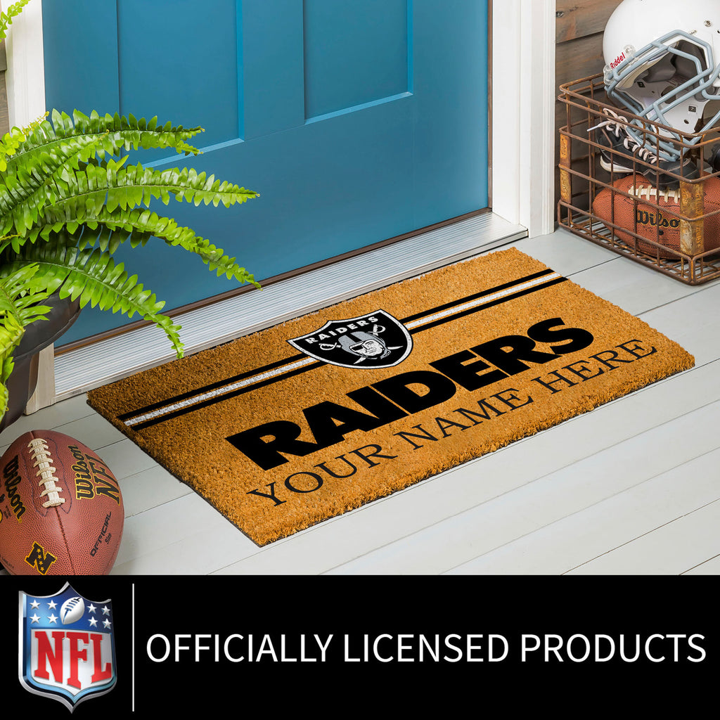Las Vegas Raiders Personalized Mat, Natural Coir with Color Logo, 30" x 18", Slide 7 of 15