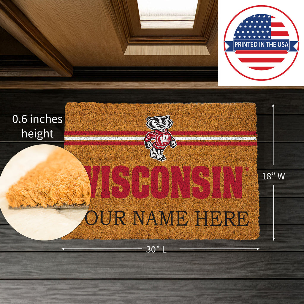 University of Wisconsin-Madison Personalized Mat, Natural Coir with Color Logo, 30" x 18", Slide 8 of 15