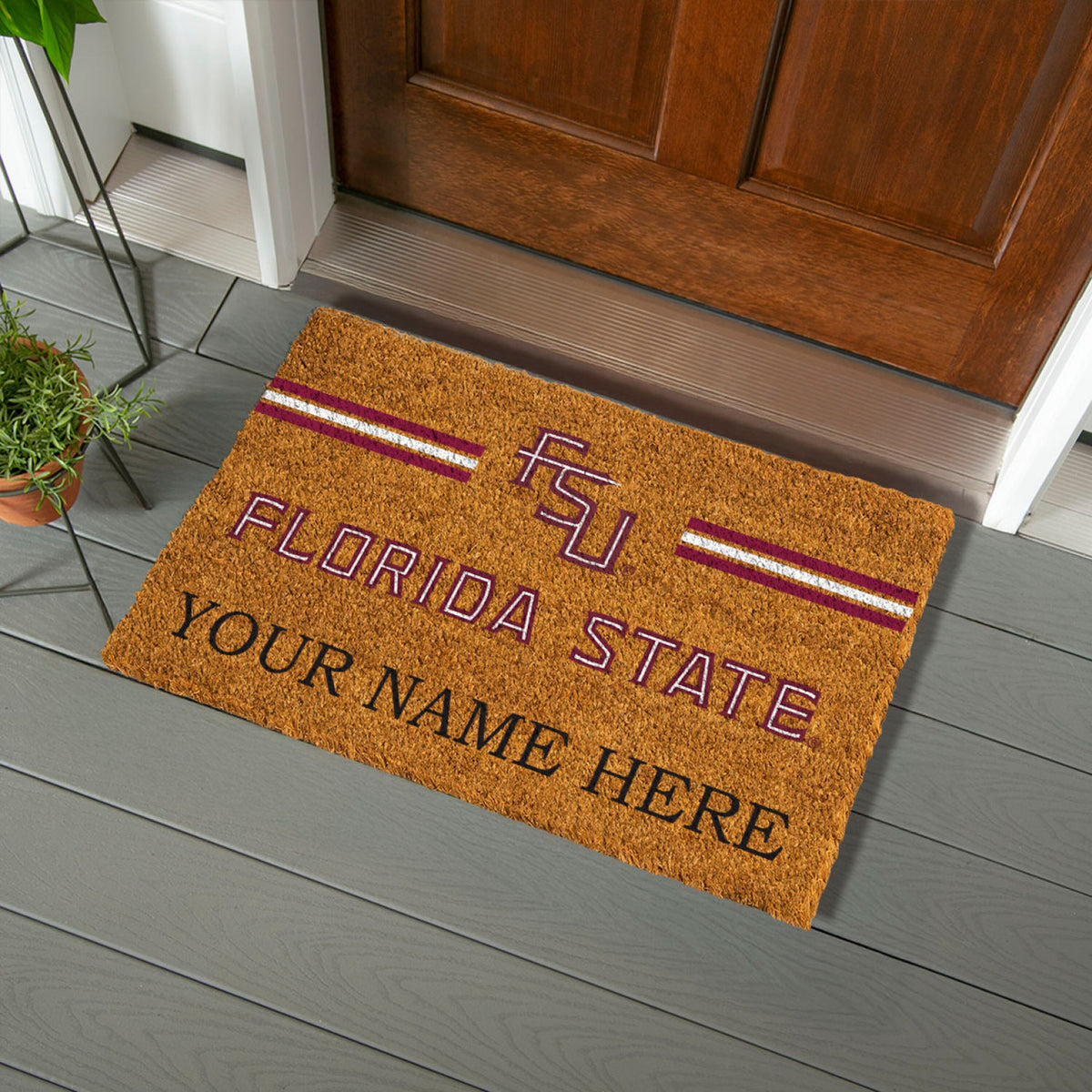 Florida State University Personalized Mat, Natural Coir with Color Logo, 30" x 18", Slide 5 of 15