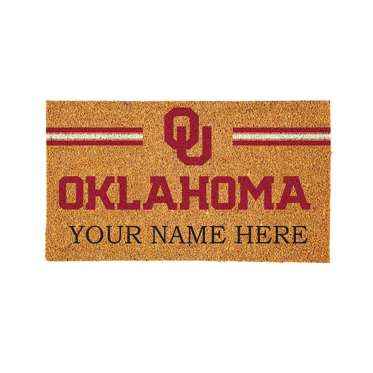 University of Oklahoma Personalized Mat, Natural Coir with Color Logo, 30" x 18"