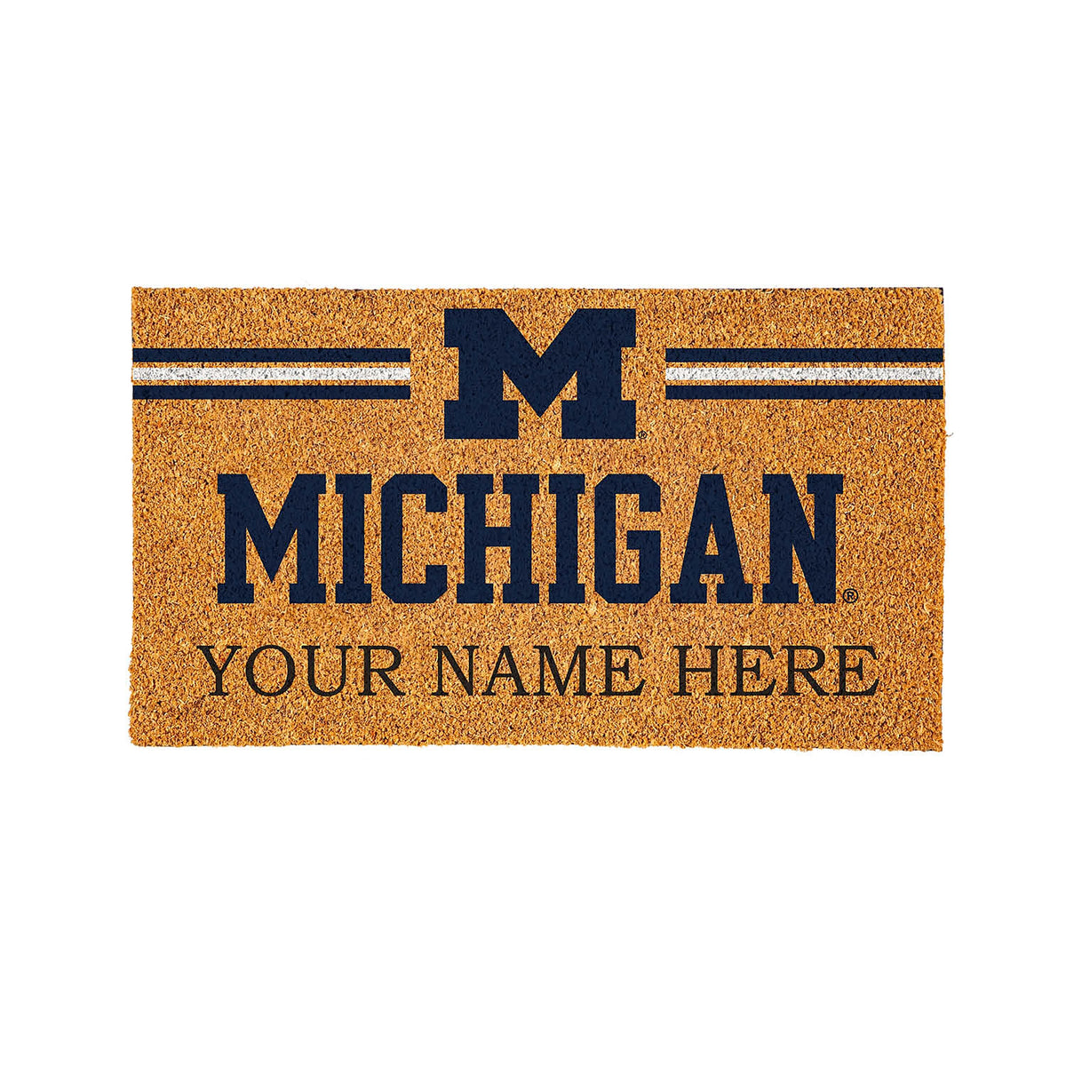 University Of Michigan Personalized Mat, Natural Coir with Color Logo, 30" x 18"