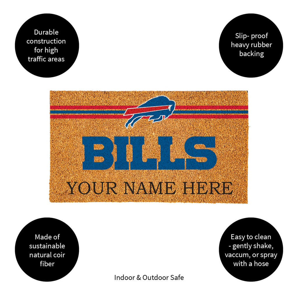 Buffalo Bills Personalized Mat, Natural Coir with Color Logo, 30" x 18", Slide 15 of 15