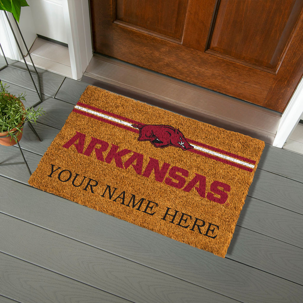 University of Arkansas Personalized Mat, Natural Coir with Color Logo, 30" x 18", Slide 7 of 15