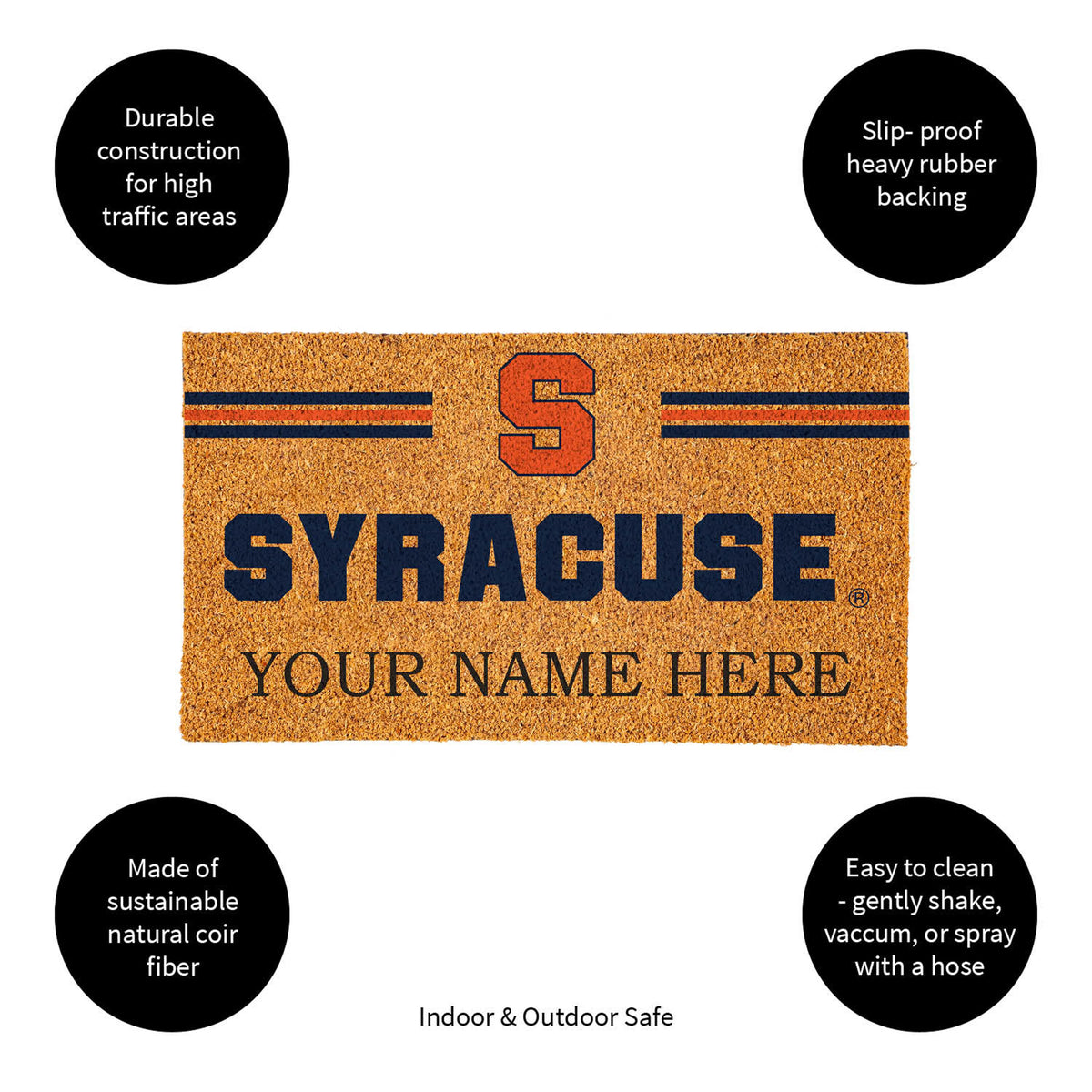 Syracuse University Personalized Mat, Natural Coir with Color Logo, 30" x 18", Slide 12 of 15