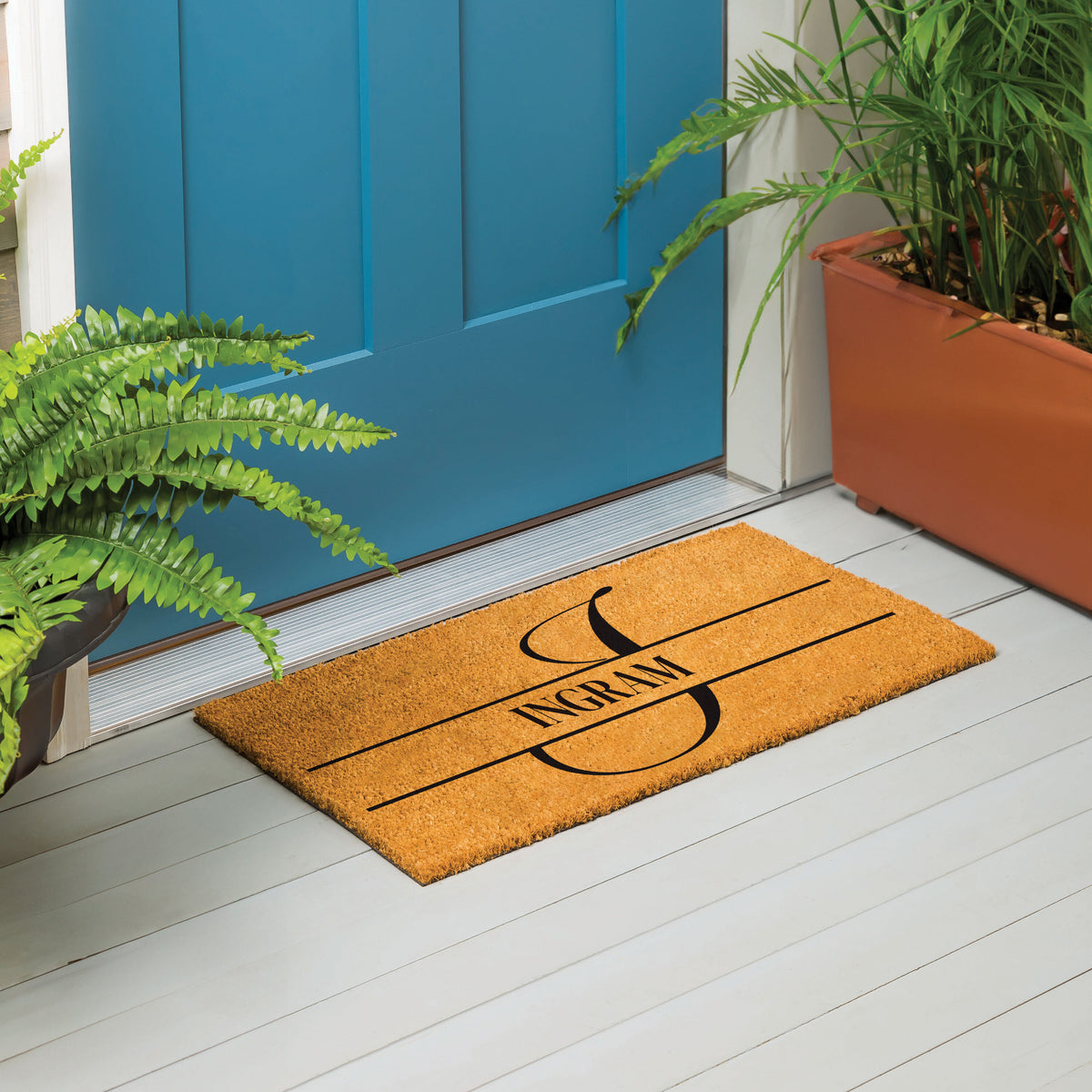 Modern Personalized Monogram Coir Mat 18"x30", Slide 10 of 40
