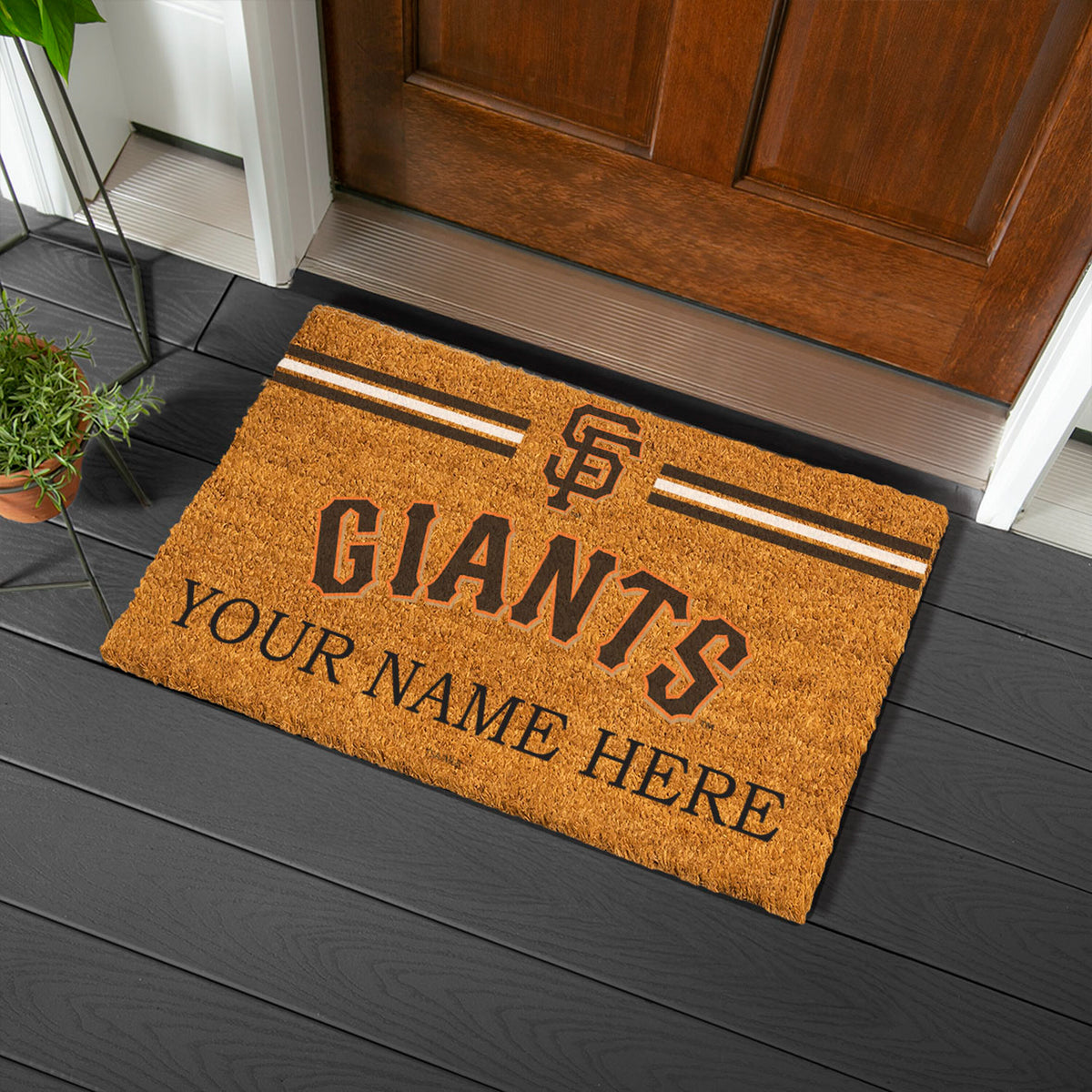 San Francisco Giants Personalized Mat, Natural Coir with Color Logo, 30" x 18"
