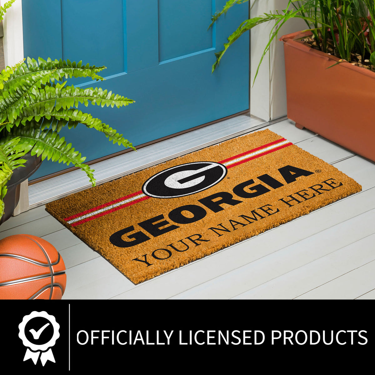 University of Georgia Personalized Mat, Natural Coir with Color Logo, 30" x 18", Slide 8 of 15