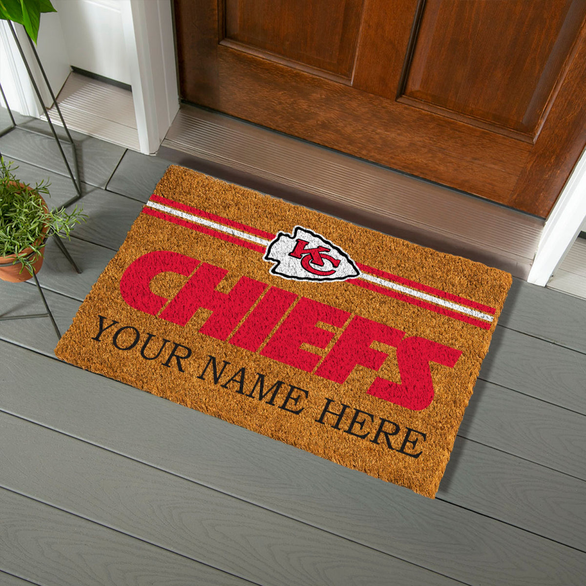 Kansas City Chiefs Personalized Mat, Natural Coir with Color Logo, 30" x 18", Slide 4 of 15