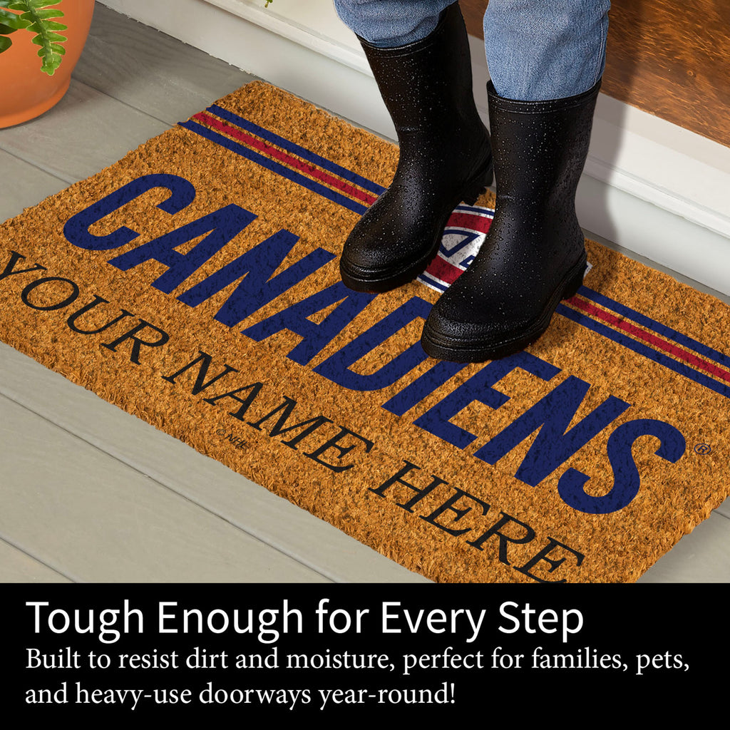 Montreal Canadiens Personalized Mat, Natural Coir with Color Logo, 30" x 18", Slide 8 of 15