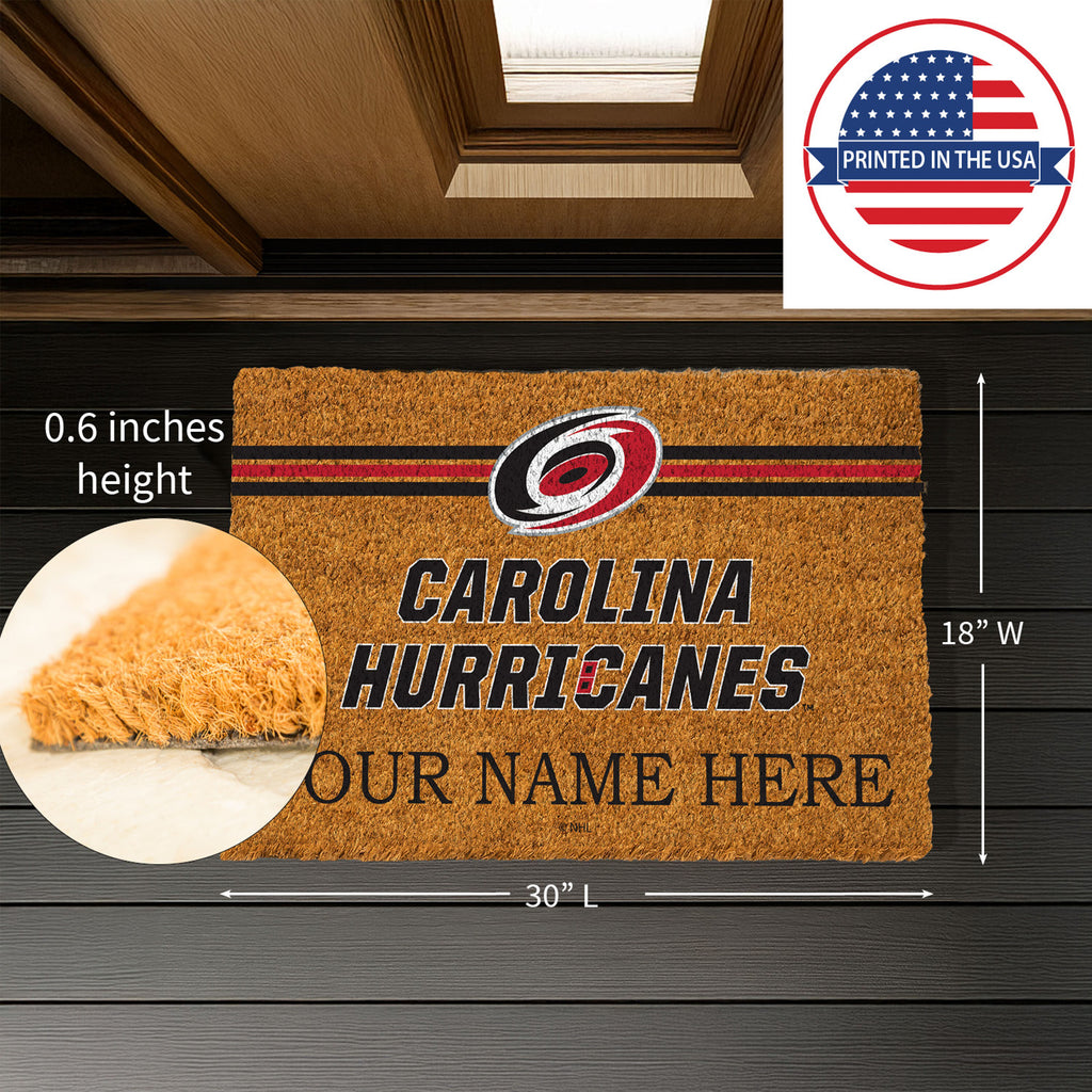 Carolina Hurricanes Personalized Mat, Natural Coir with Color Logo, 30" x 18", Slide 8 of 15
