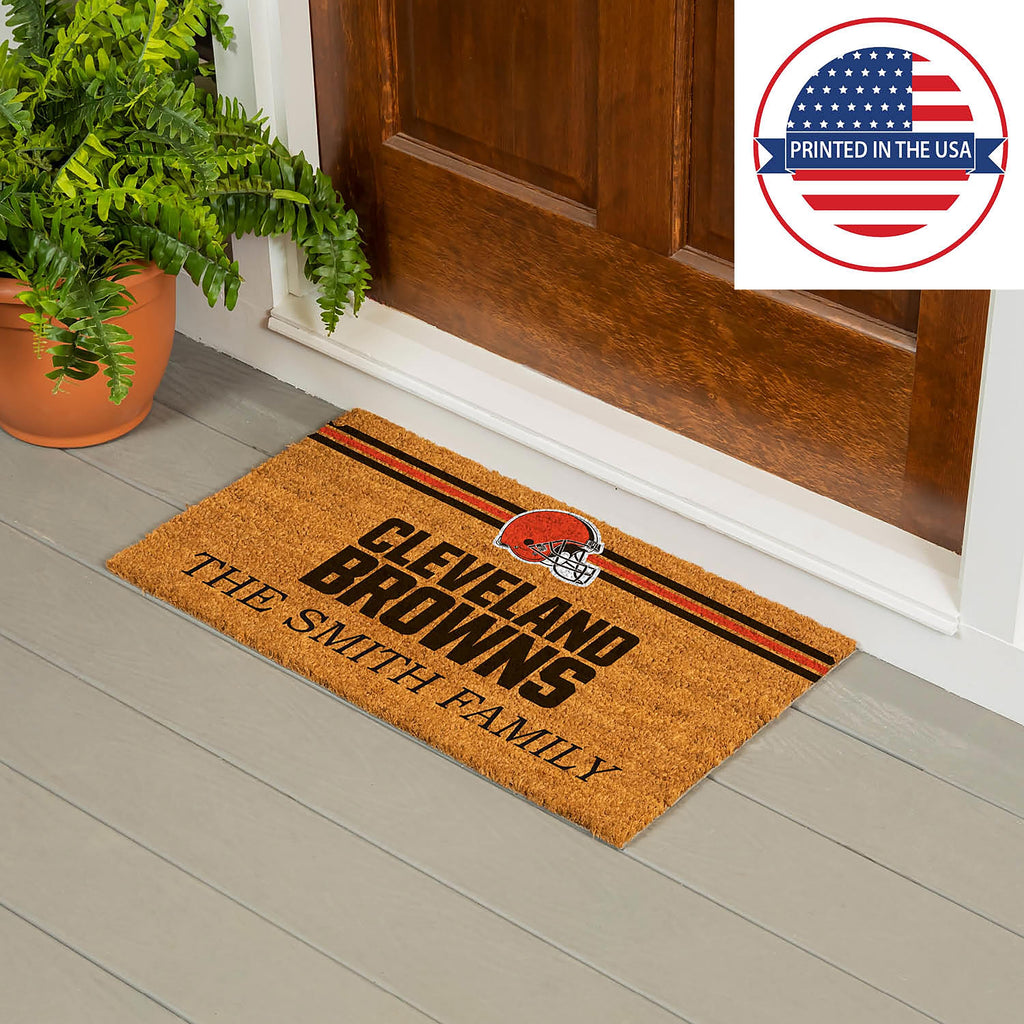 Cleveland Browns Personalized Mat, Natural Coir with Color Logo, 30" x 18", Slide 3 of 6