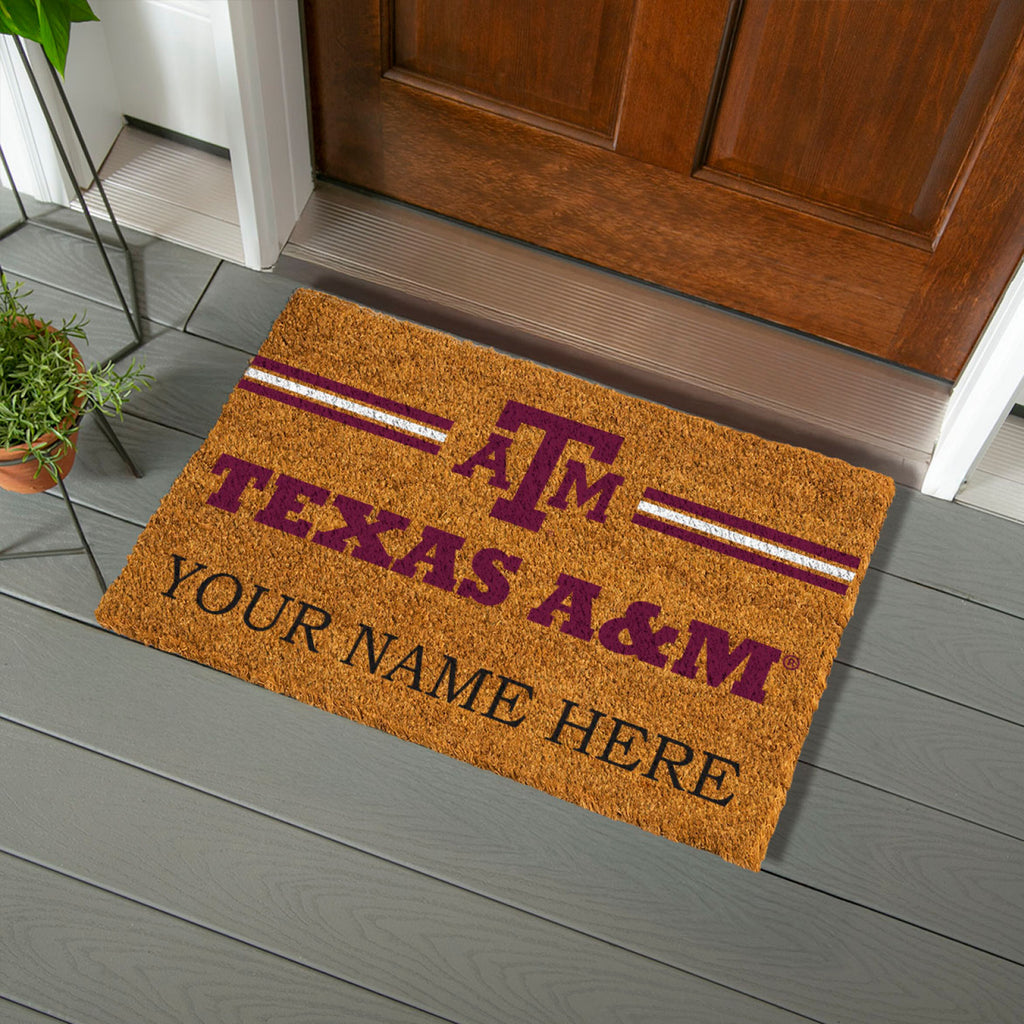 Texas A&M Personalized Mat, Natural Coir with Color Logo, 30" x 18", Slide 3 of 13