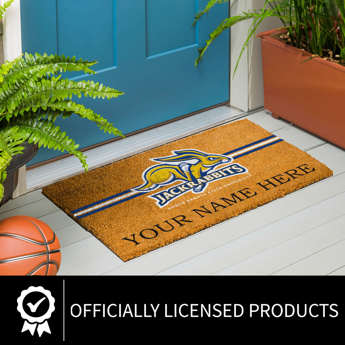 South Dakota State University Personalized Mat, Natural Coir with Color Logo, 30" x 18", Slide 7 of 15