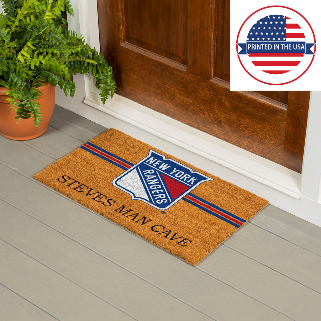 New York Rangers Personalized Mat, Natural Coir with Color Logo, 30" x 18", Slide 14 of 19