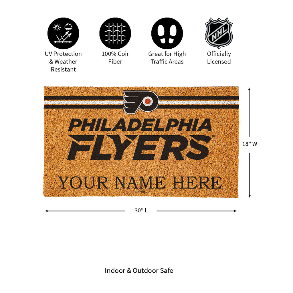 Philadelphia Flyers Personalized Mat, Natural Coir with Color Logo, 30" x 18", Slide 14 of 15