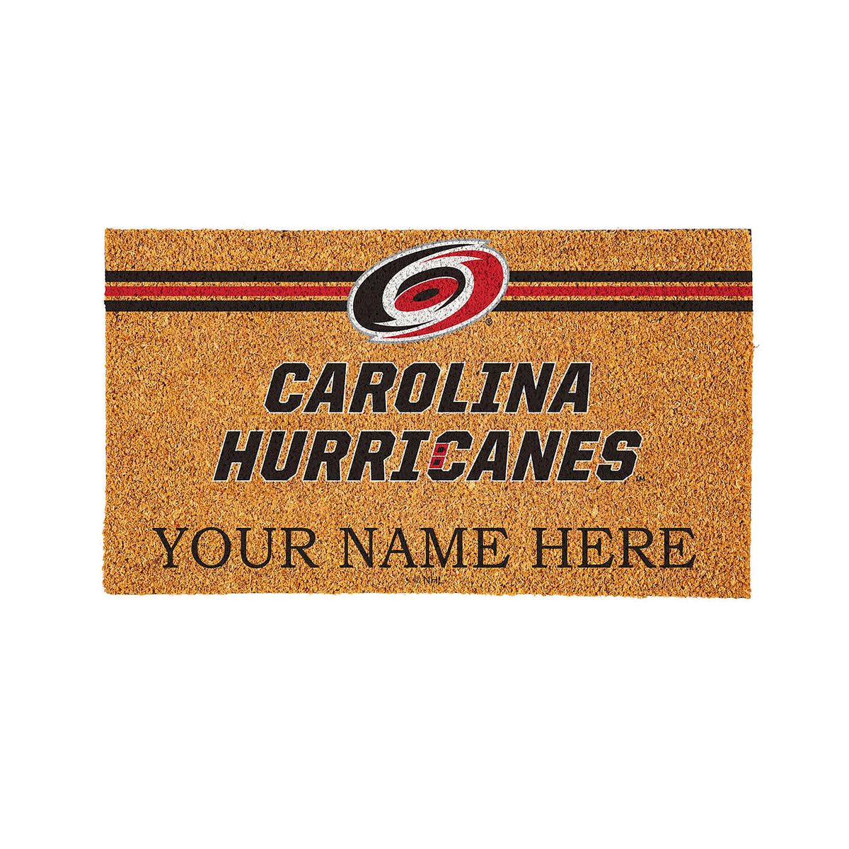 Carolina Hurricanes Personalized Mat, Natural Coir with Color Logo, 30" x 18"