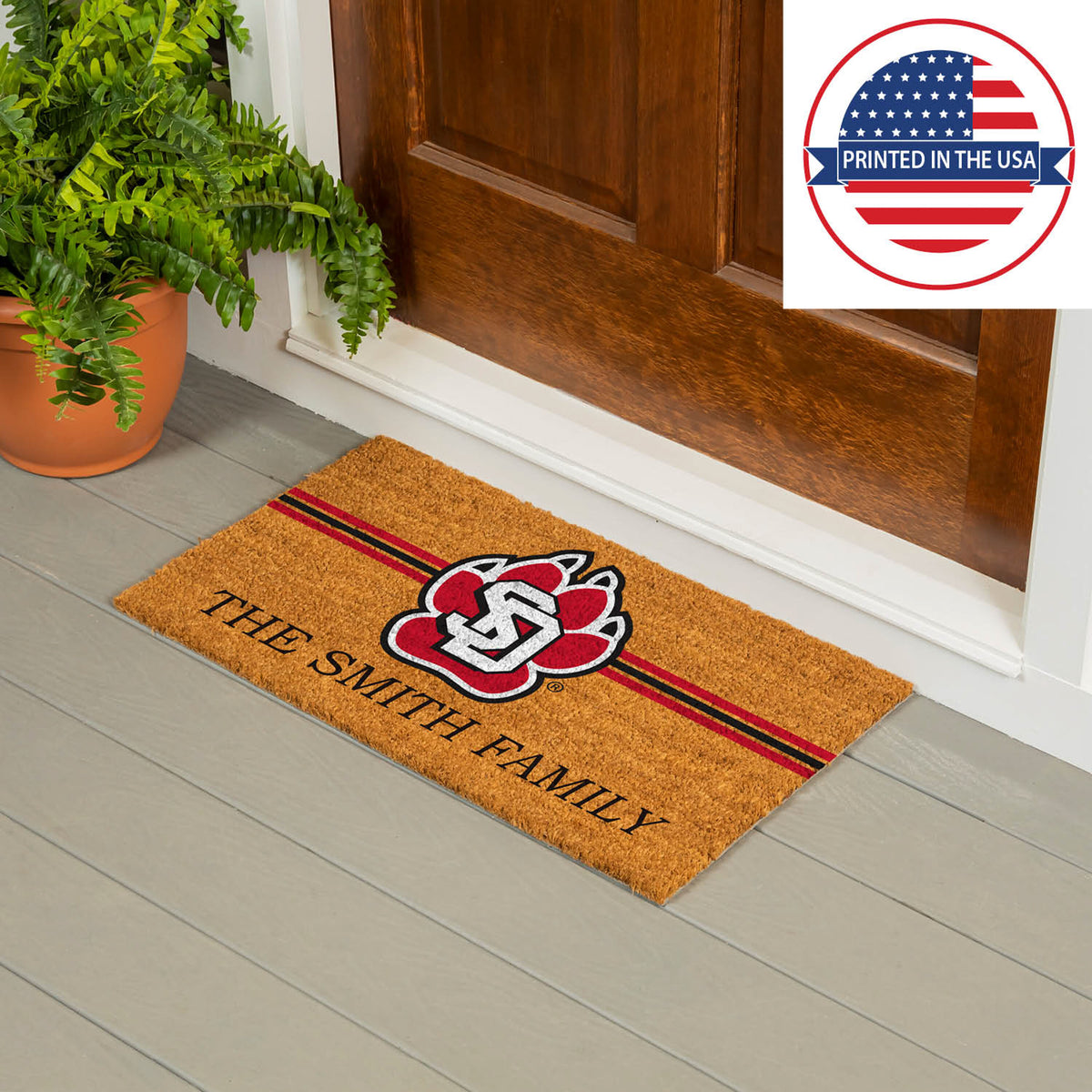 University of South Dakota Personalized Mat, Natural Coir with Color Logo, 30" x 18", Slide 13 of 15