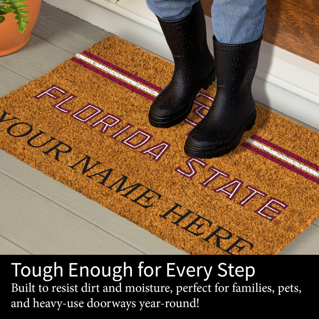 Florida State University Personalized Mat, Natural Coir with Color Logo, 30" x 18", Slide 6 of 15