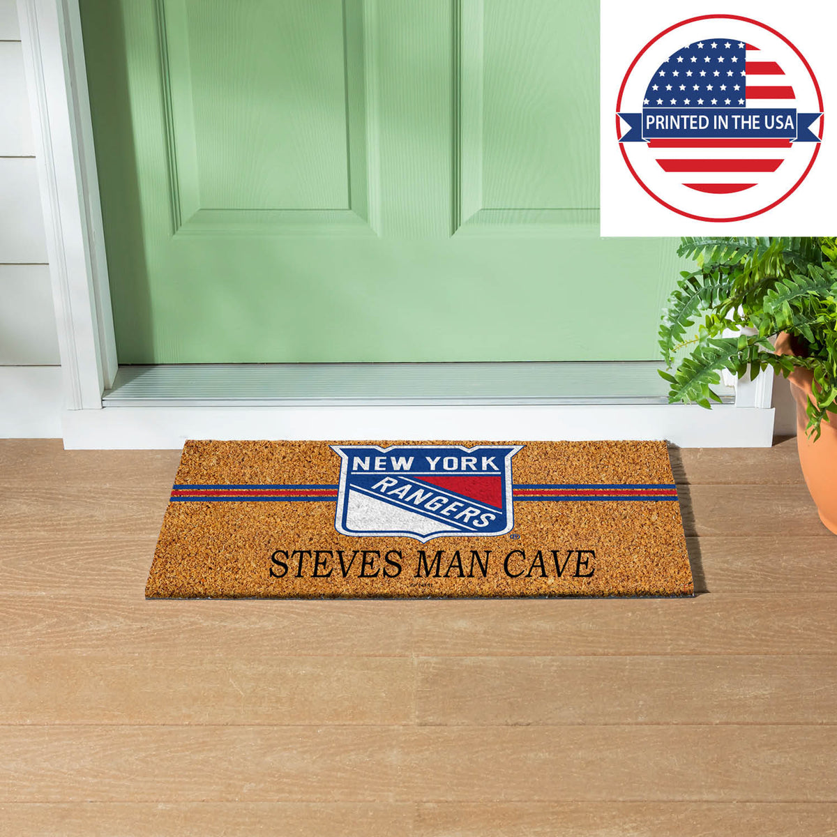 New York Rangers Personalized Mat, Natural Coir with Color Logo, 30" x 18", Slide 15 of 19