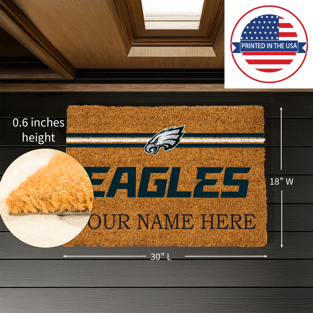 Philadelphia Eagles Personalized Mat, Natural Coir with Color Logo, 30" x 18", Slide 6 of 15