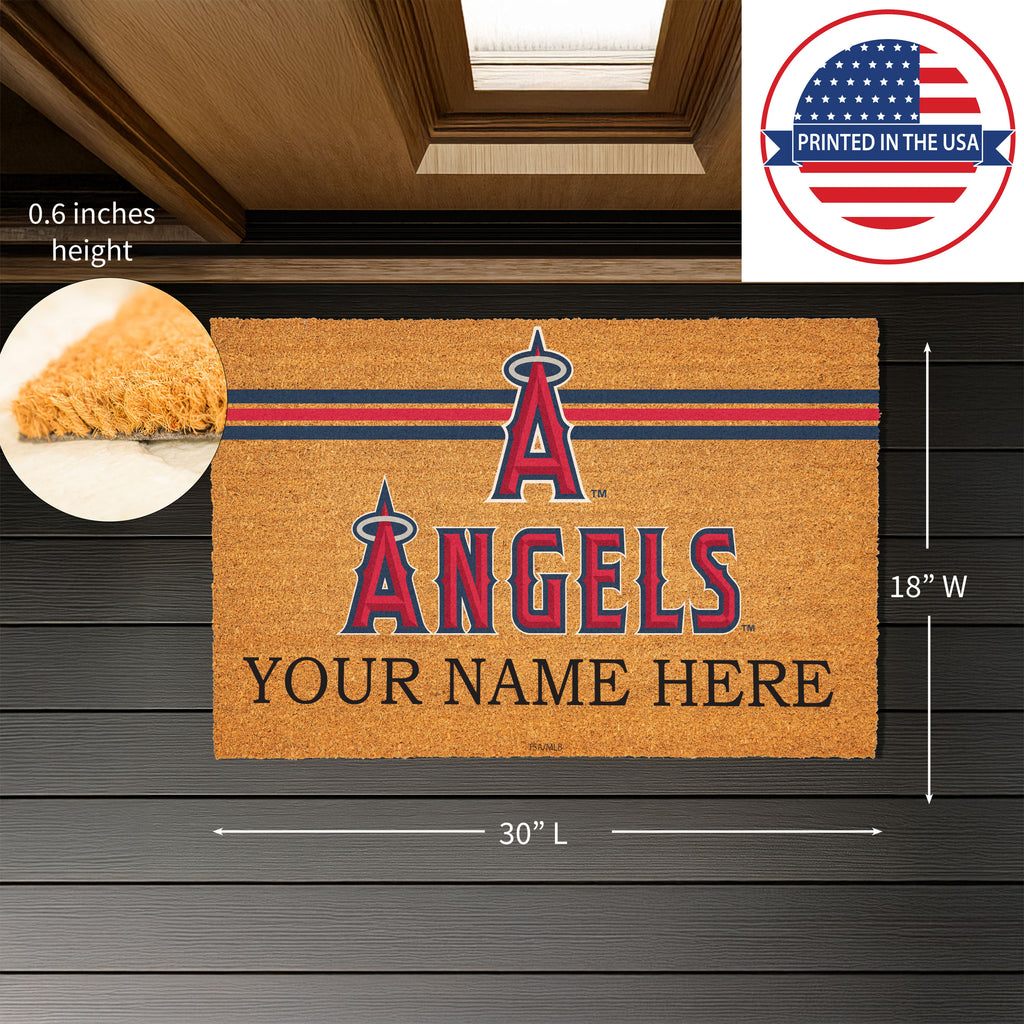 Los Angeles Angels Personalized Mat, Natural Coir with Color Logo, 30" x 18", Slide 3 of 4