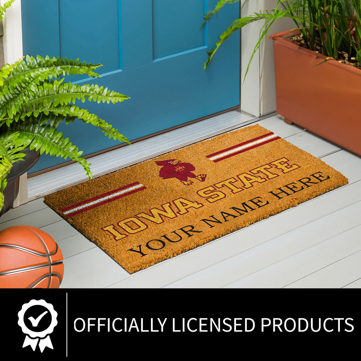 Iowa State University Personalized Mat, Natural Coir with Color Logo, 30" x 18", Slide 6 of 15
