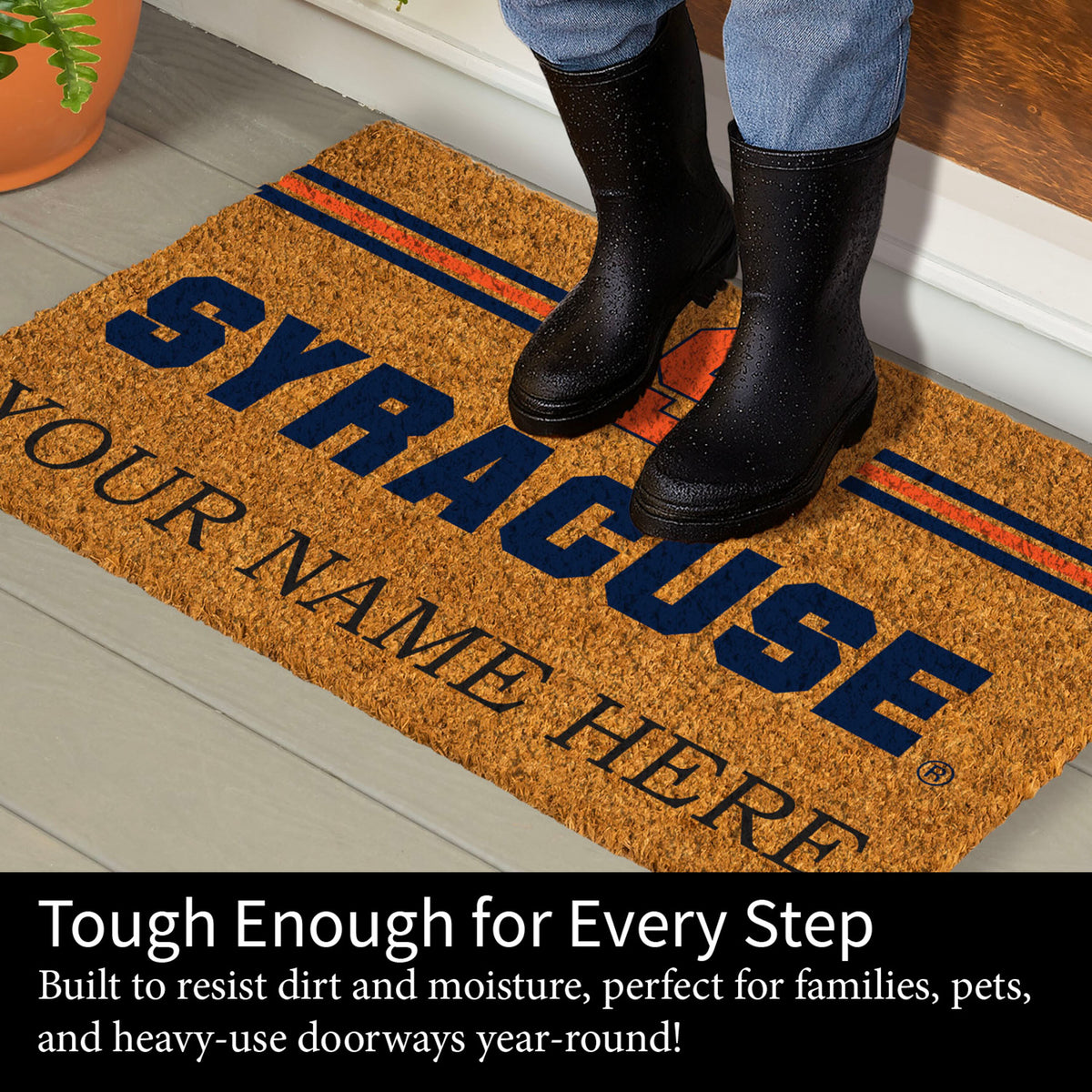 Syracuse University Personalized Mat, Natural Coir with Color Logo, 30" x 18", Slide 8 of 15