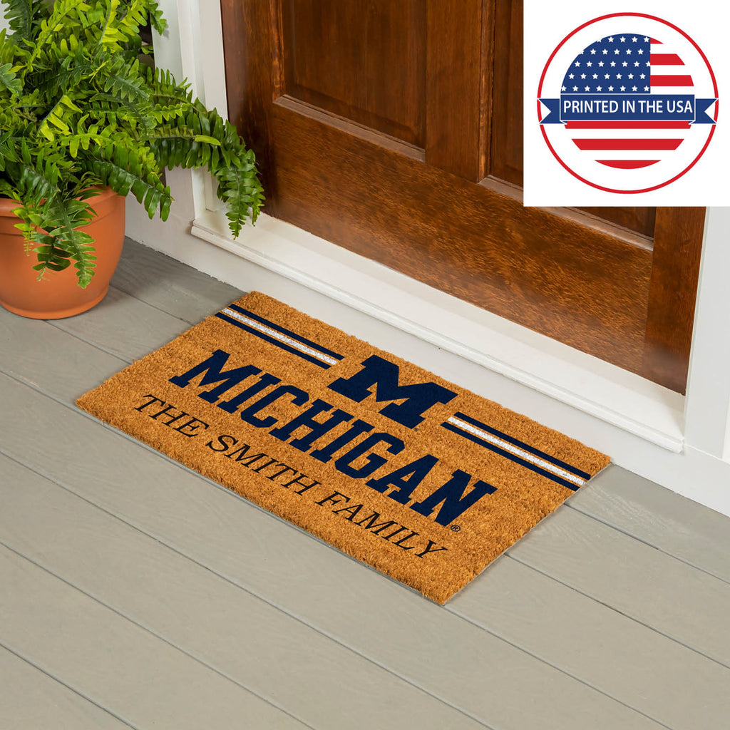 University Of Michigan Personalized Mat, Natural Coir with Color Logo, 30" x 18", Slide 11 of 15