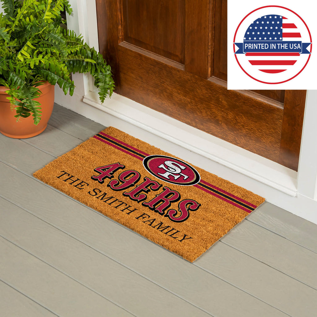 San Francisco 49ers Personalized Mat, Natural Coir with Color Logo, 30" x 18", Slide 15 of 15