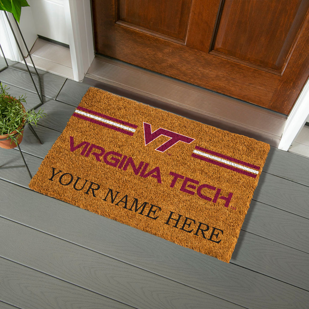 Virginia Tech Personalized Mat, Natural Coir with Color Logo, 30" x 18", Slide 7 of 15