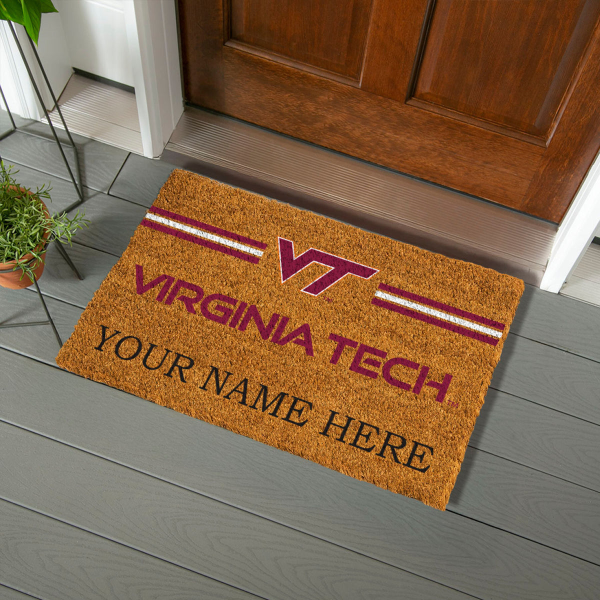 Virginia Tech Personalized Mat, Natural Coir with Color Logo, 30" x 18", Slide 7 of 15