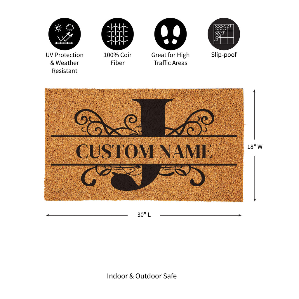 Personalized Scroll Monogram Coir Mat 18"x30", Slide 11 of 40