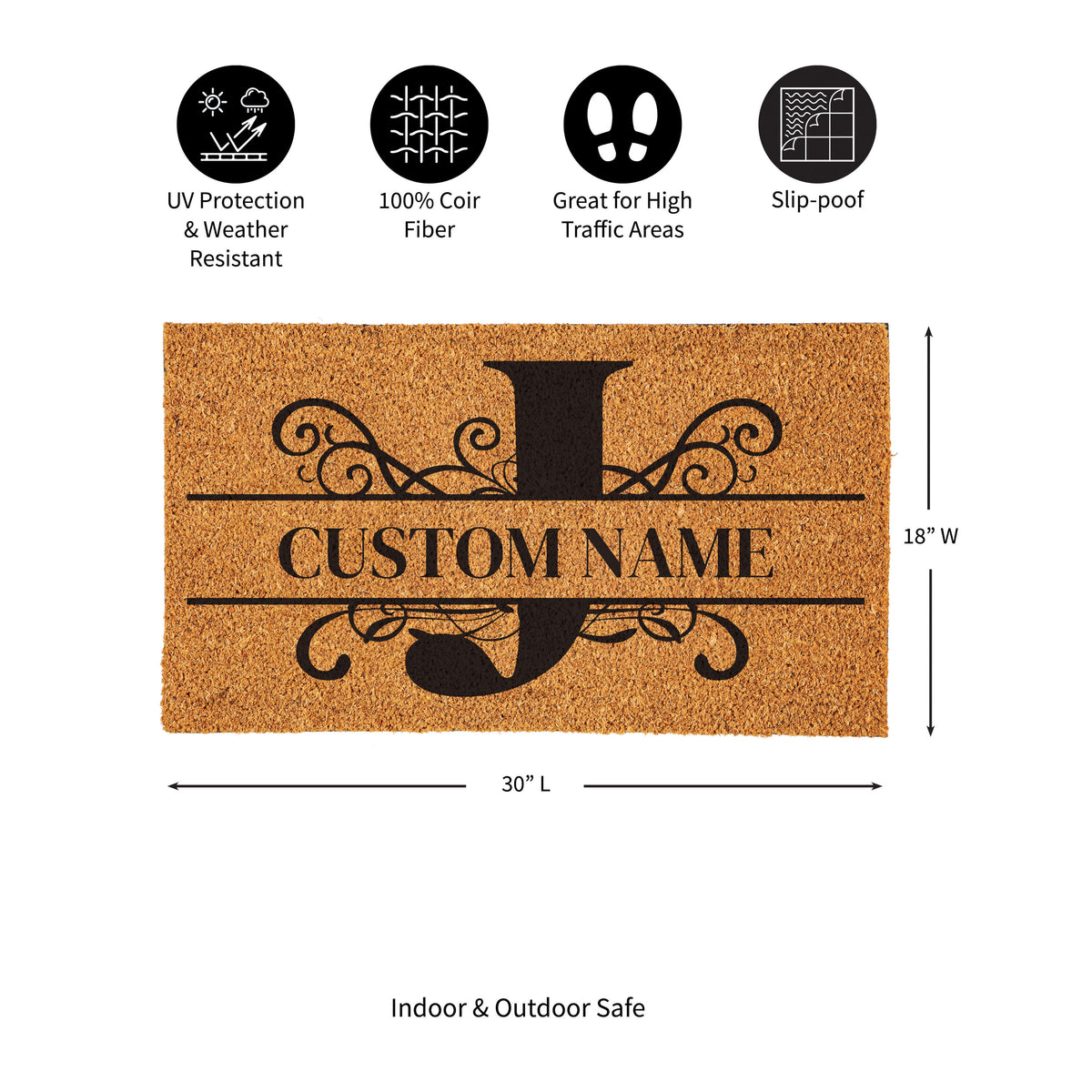 Personalized Scroll Monogram Coir Mat 18"x30", Slide 11 of 40