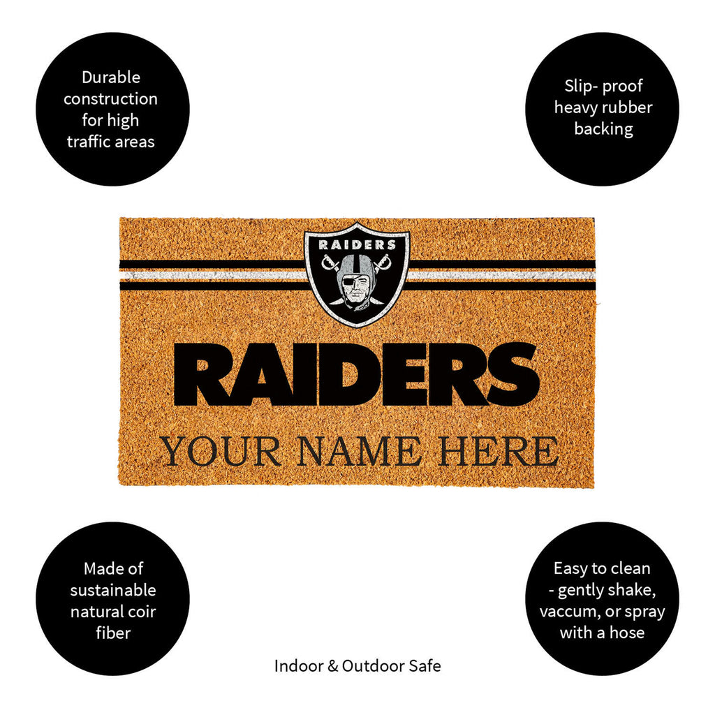 Las Vegas Raiders Personalized Mat, Natural Coir with Color Logo, 30" x 18", Slide 10 of 15