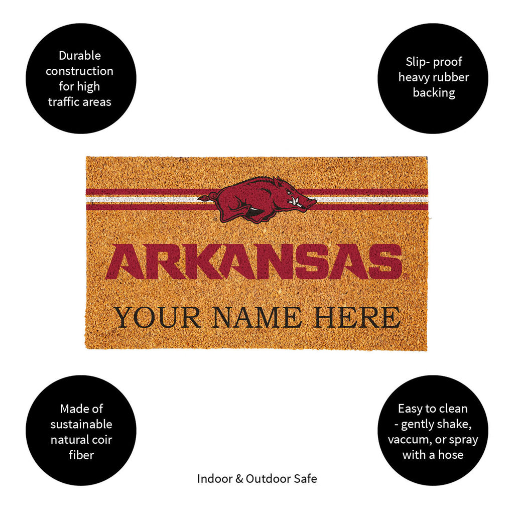 University of Arkansas Personalized Mat, Natural Coir with Color Logo, 30" x 18", Slide 10 of 15