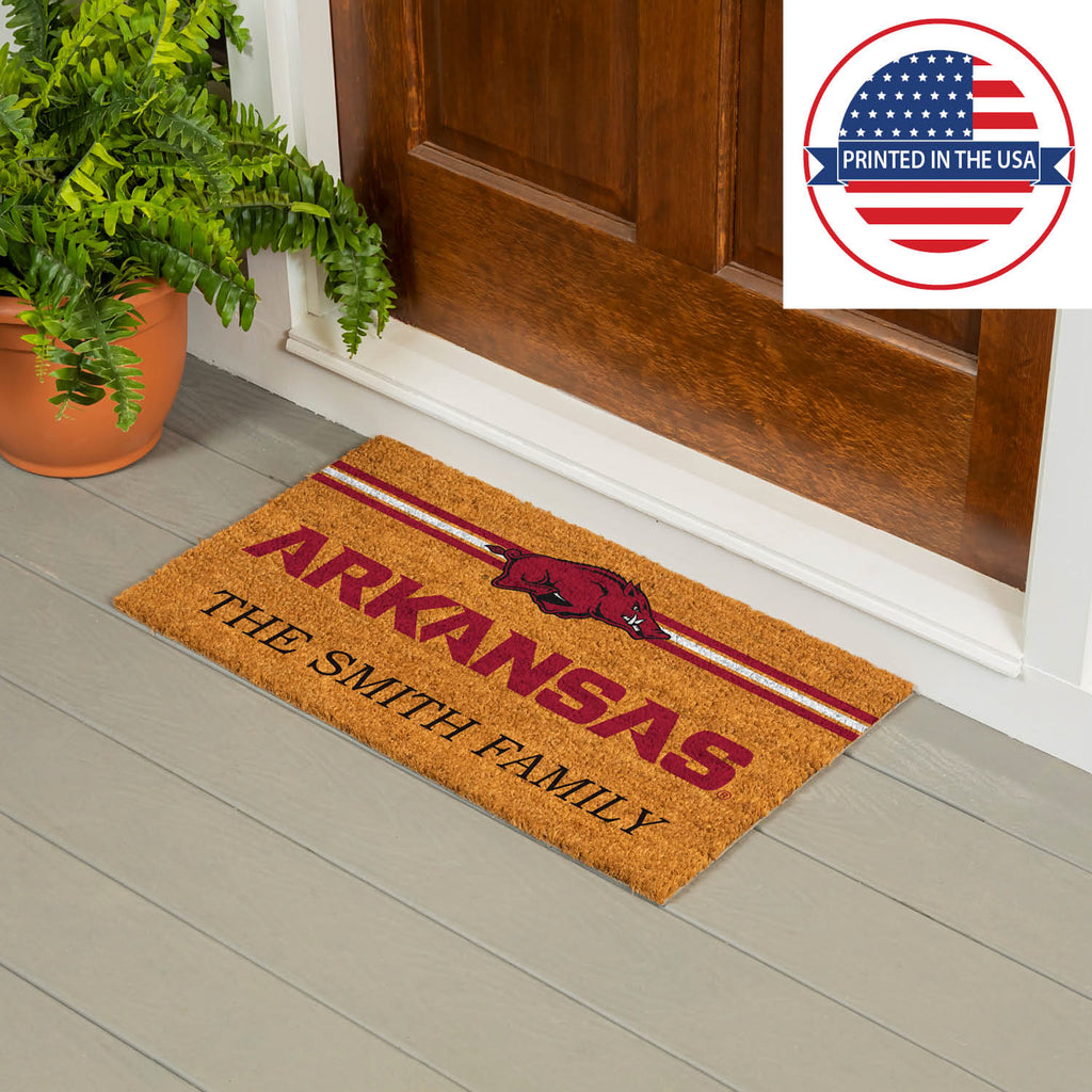 University of Arkansas Personalized Mat, Natural Coir with Color Logo, 30" x 18", Slide 14 of 15